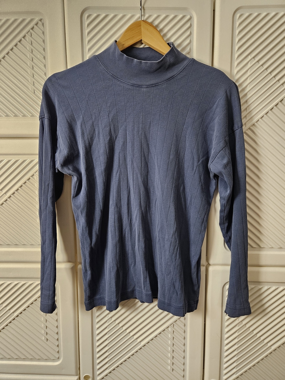 Women's Ribbed Turtleneck Top - Slate Blue